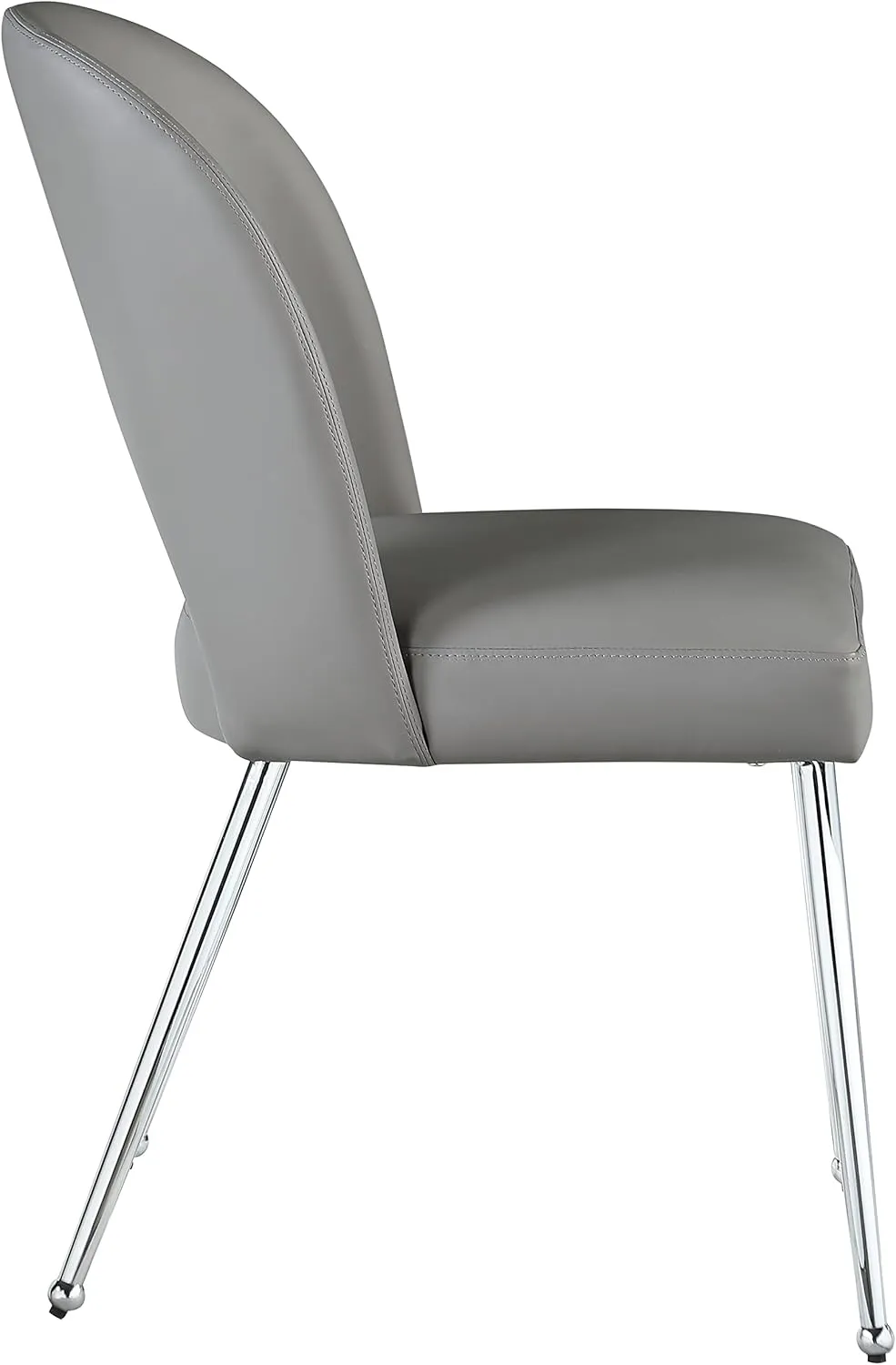 Meridian Furniture 999Grey-C Logan Collection Modern | Contemporary Vegan Leather Upholstered Dining Chair, Set of 2, Grey, 19.5" W x 22" D x 34" H