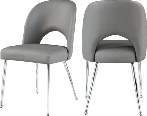 Meridian Furniture 999Grey-C Logan Collection Modern | Contemporary Vegan Leather Upholstered Dining Chair, Set of 2, Grey, 19.5" W x 22" D x 34" H