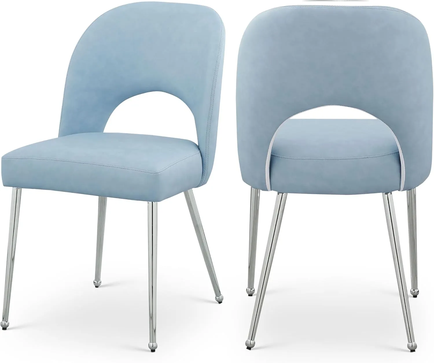 Meridian Furniture 999LtBlu-C Logan Collection Modern | Contemporary Vegan Leather Upholstered Dining Chair, Set of 2, Light Blue, 19.5" W x 22" D x 34" H