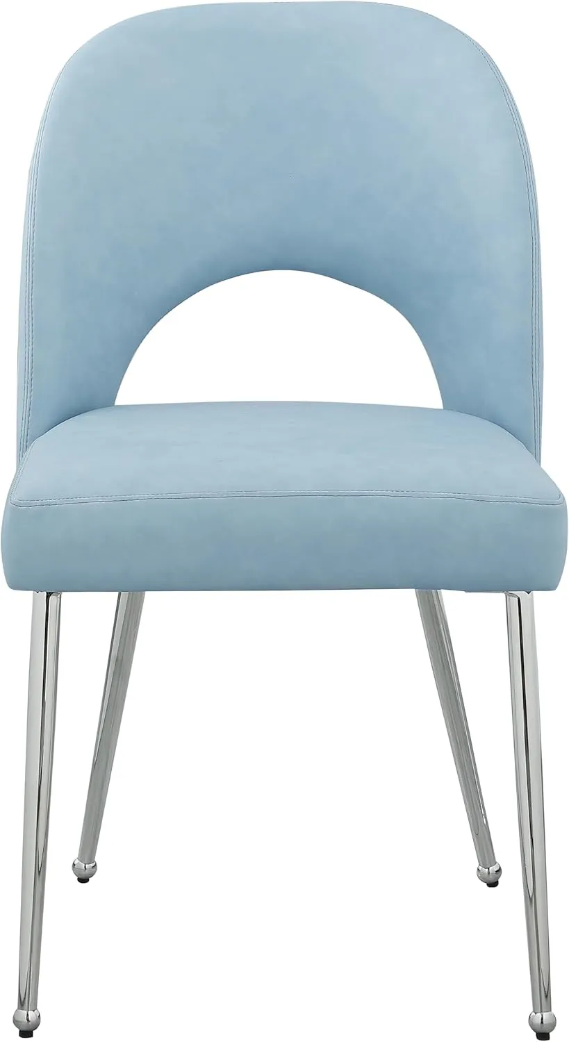 Meridian Furniture 999LtBlu-C Logan Collection Modern | Contemporary Vegan Leather Upholstered Dining Chair, Set of 2, Light Blue, 19.5" W x 22" D x 34" H