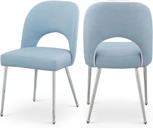 Meridian Furniture 999LtBlu-C Logan Collection Modern | Contemporary Vegan Leather Upholstered Dining Chair, Set of 2, Light Blue, 19.5" W x 22" D x 34" H
