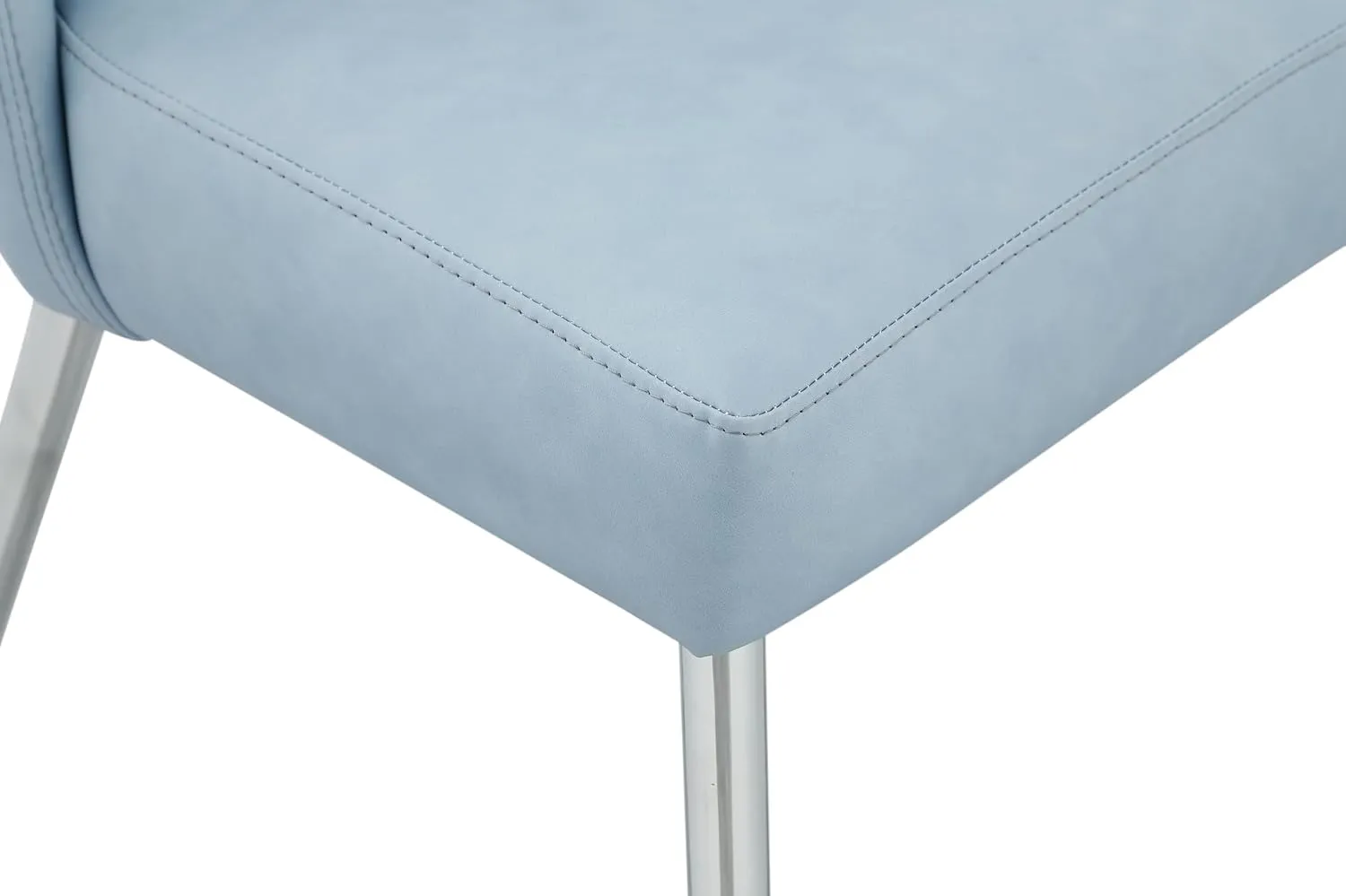 Meridian Furniture 999LtBlu-C Logan Collection Modern | Contemporary Vegan Leather Upholstered Dining Chair, Set of 2, Light Blue, 19.5" W x 22" D x 34" H
