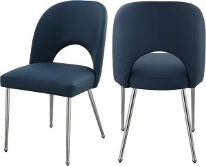 Meridian Furniture 999Navy-C Logan Collection Modern | Contemporary Vegan Leather Upholstered Dining Chair, Set of 2, Navy, 19.5" W x 22" D x 34" H