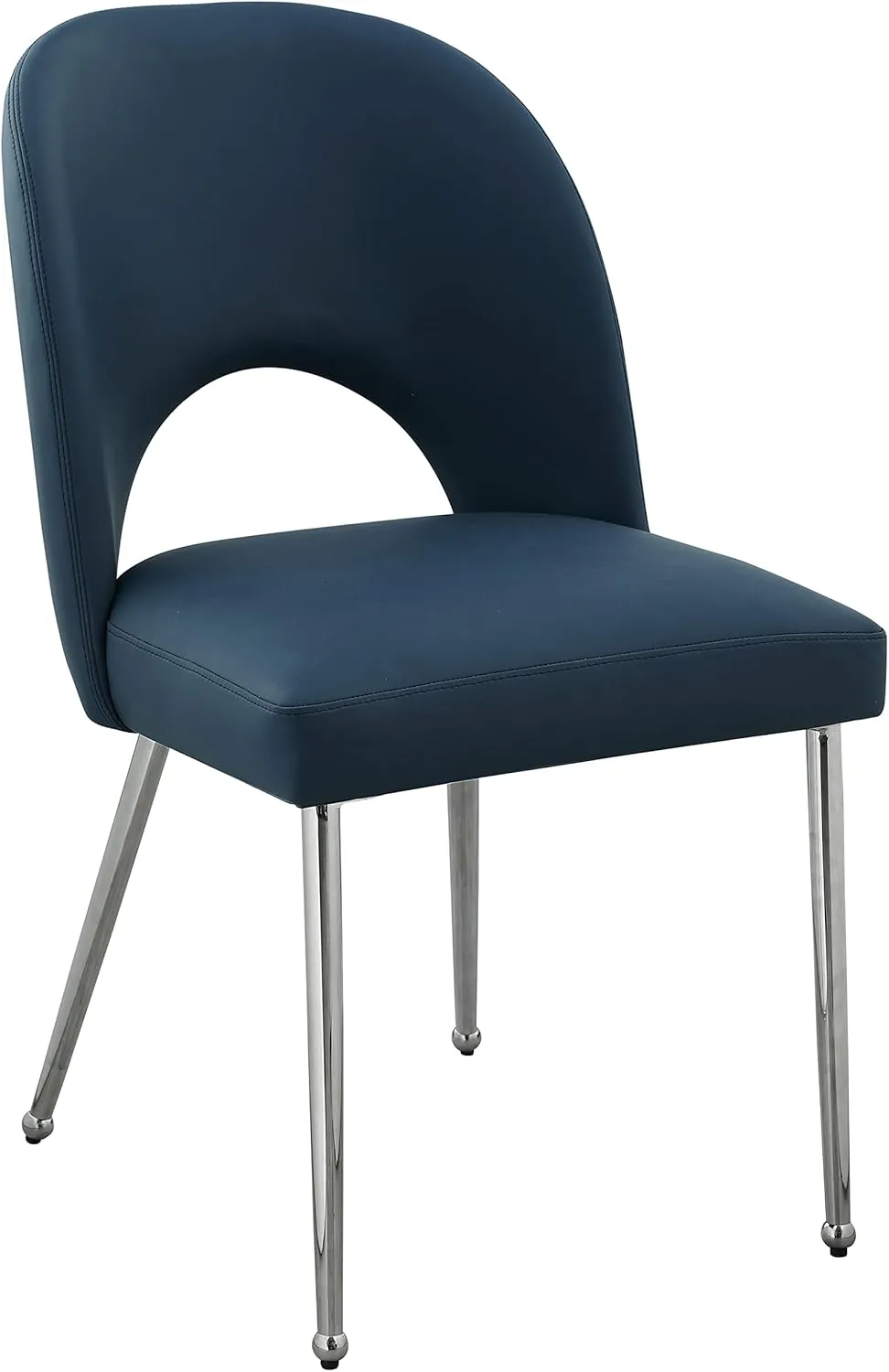 Meridian Furniture 999Navy-C Logan Collection Modern | Contemporary Vegan Leather Upholstered Dining Chair, Set of 2, Navy, 19.5" W x 22" D x 34" H