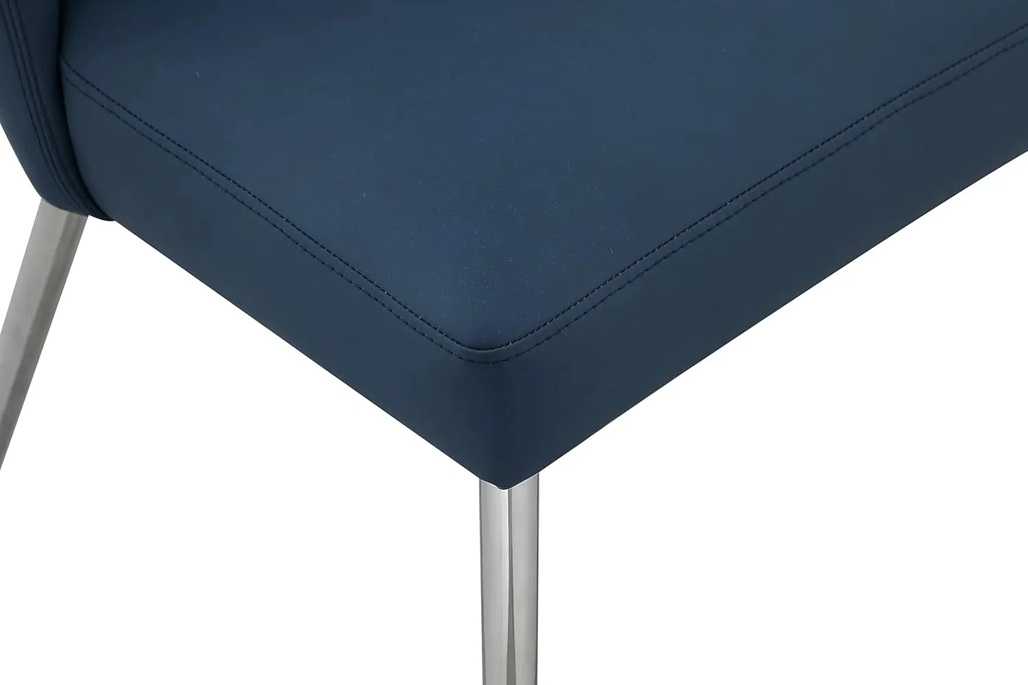 Meridian Furniture 999Navy-C Logan Collection Modern | Contemporary Vegan Leather Upholstered Dining Chair, Set of 2, Navy, 19.5" W x 22" D x 34" H