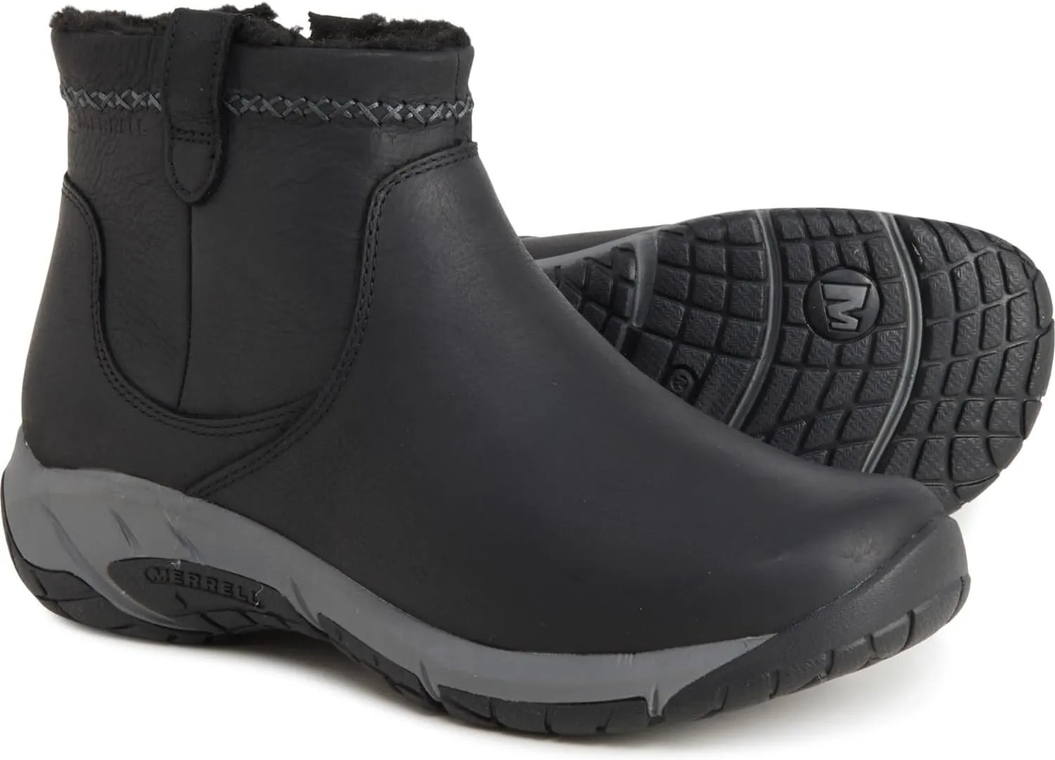 Merrell Women's Encore 4 Bluff Zip Polar Boots - Waterproof, Insulated, Wide Width, (Black) (8.5)