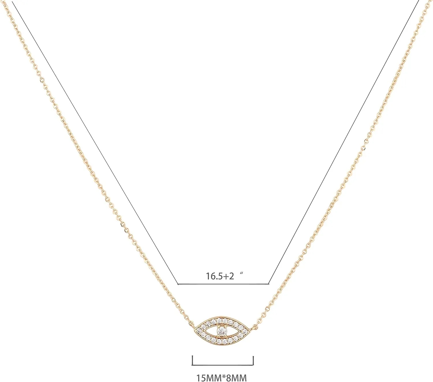 MEVECCO Gold Dainty Evil Eye Necklace for Women 18K Gold Plated Cute Delicate Solitaire Cubic Zirconia Boho Protection Evil Eye Minimalist Simple Necklace