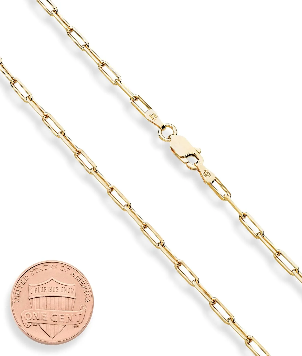 Miabella Solid 18K Gold Over 925 Sterling Silver Italian 2.5mm Paperclip Link Chain Necklace for Women, Made in Italy