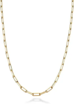 Miabella Solid 18K Gold Over 925 Sterling Silver Italian 2.5mm Paperclip Link Chain Necklace for Women, Made in Italy