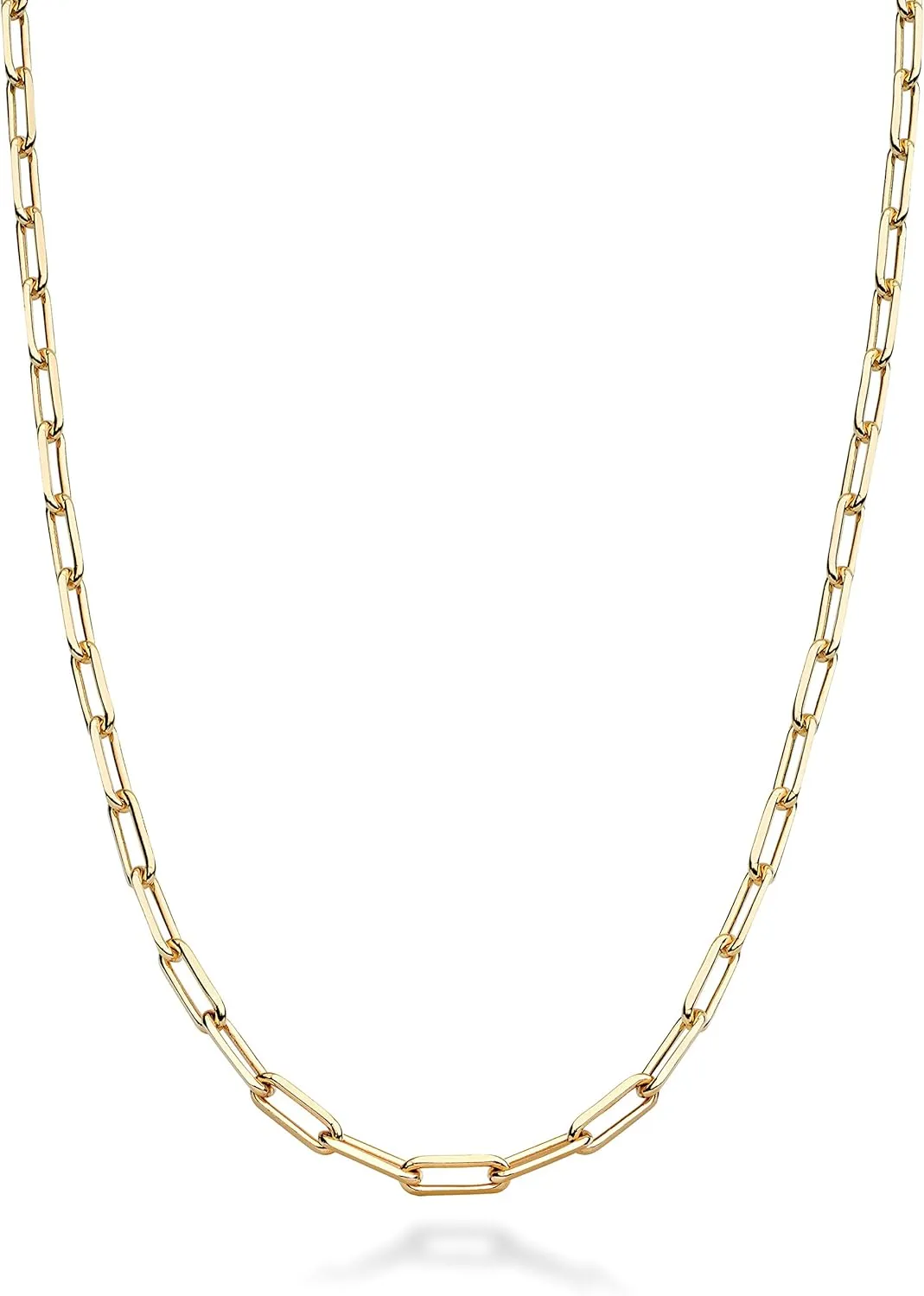 Miabella Solid 18K Gold Over 925 Sterling Silver Italian 2.5mm Paperclip Link Chain Necklace for Women, Made in Italy