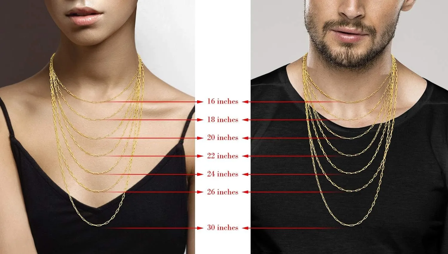 Miabella Solid 18K Gold Over 925 Sterling Silver Italian 2.5mm Paperclip Link Chain Necklace for Women, Made in Italy