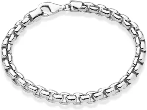 Miabella Solid 925 Sterling Silver Italian 6.5mm Square Rolo Link Round Box Chain Bracelet for Men, Made in Italy