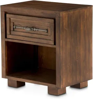 MICHAEL AMINI Carrollton 1-Drawer Wood Nightstand in Rustic Ranch Brown