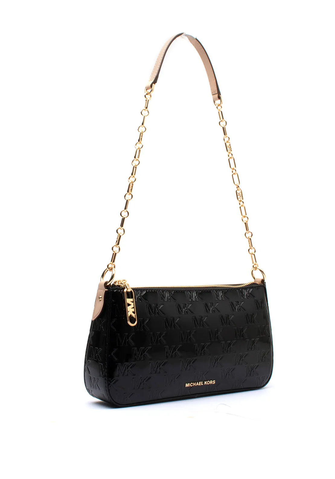 MICHAEL Michael Kors Empire Patent Chain Link Pochette, Black
