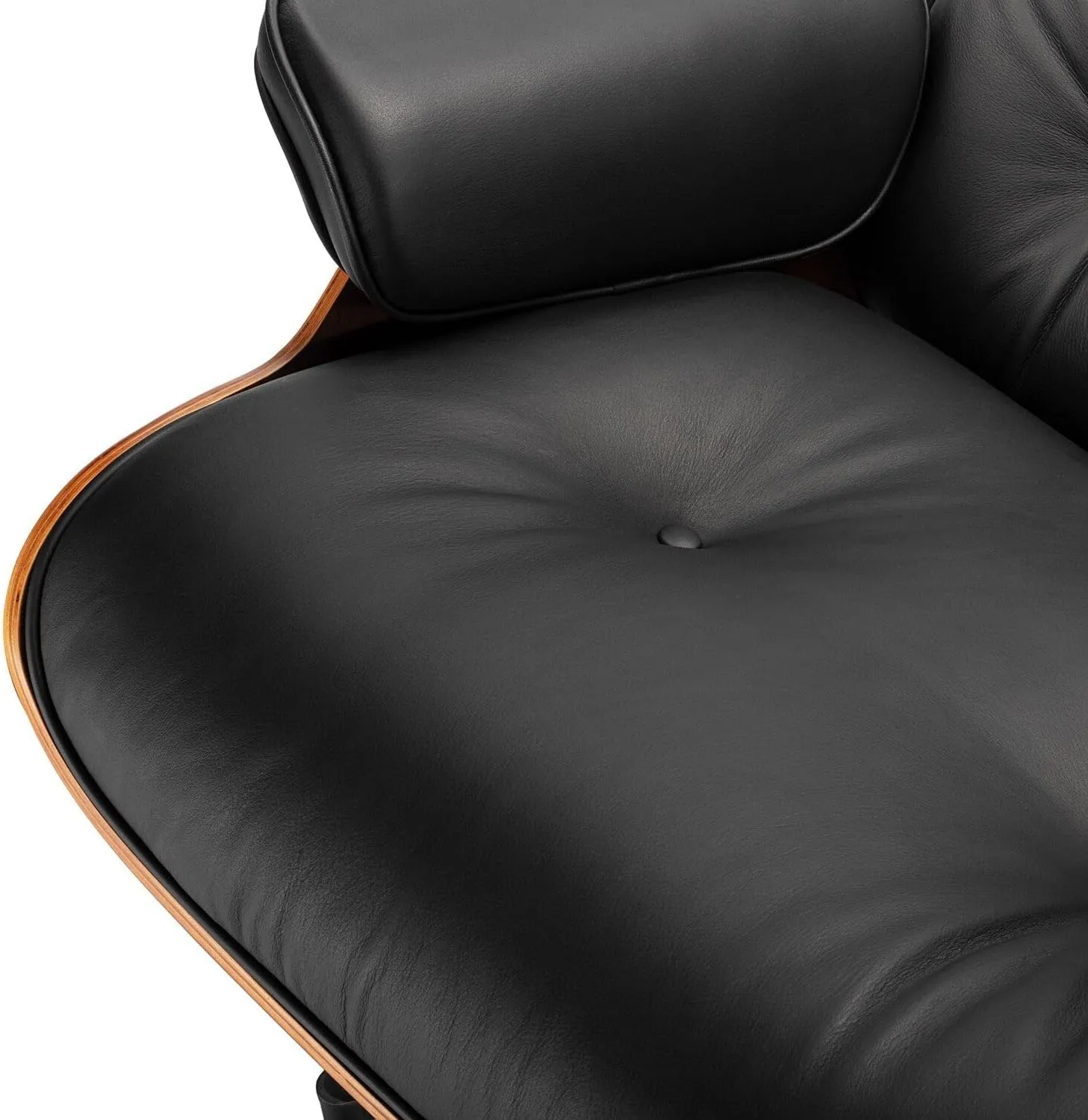 Mid Century Chaise Lounge Chair and Ottoman Top Grain Leather Classic Accent Chairs 360° swivel base with 15° Perma-tilt Quality Wooden Shell Lounge Chair for Living Room Study Reading - Palisander
