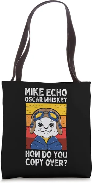 Mike Echo Oscar Whisky How Do You Copy Pilot Kitty Vintage Tote Bag