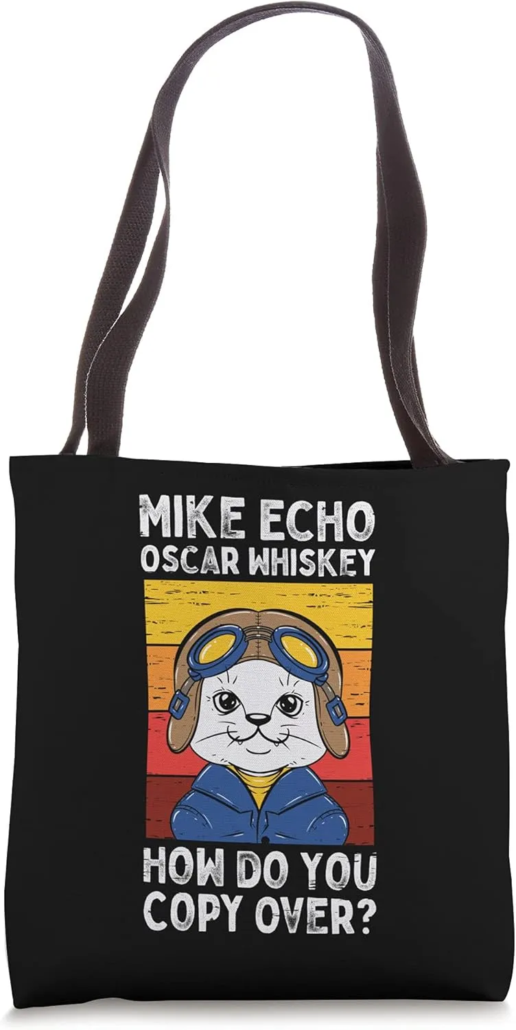 Mike Echo Oscar Whisky How Do You Copy Pilot Kitty Vintage Tote Bag