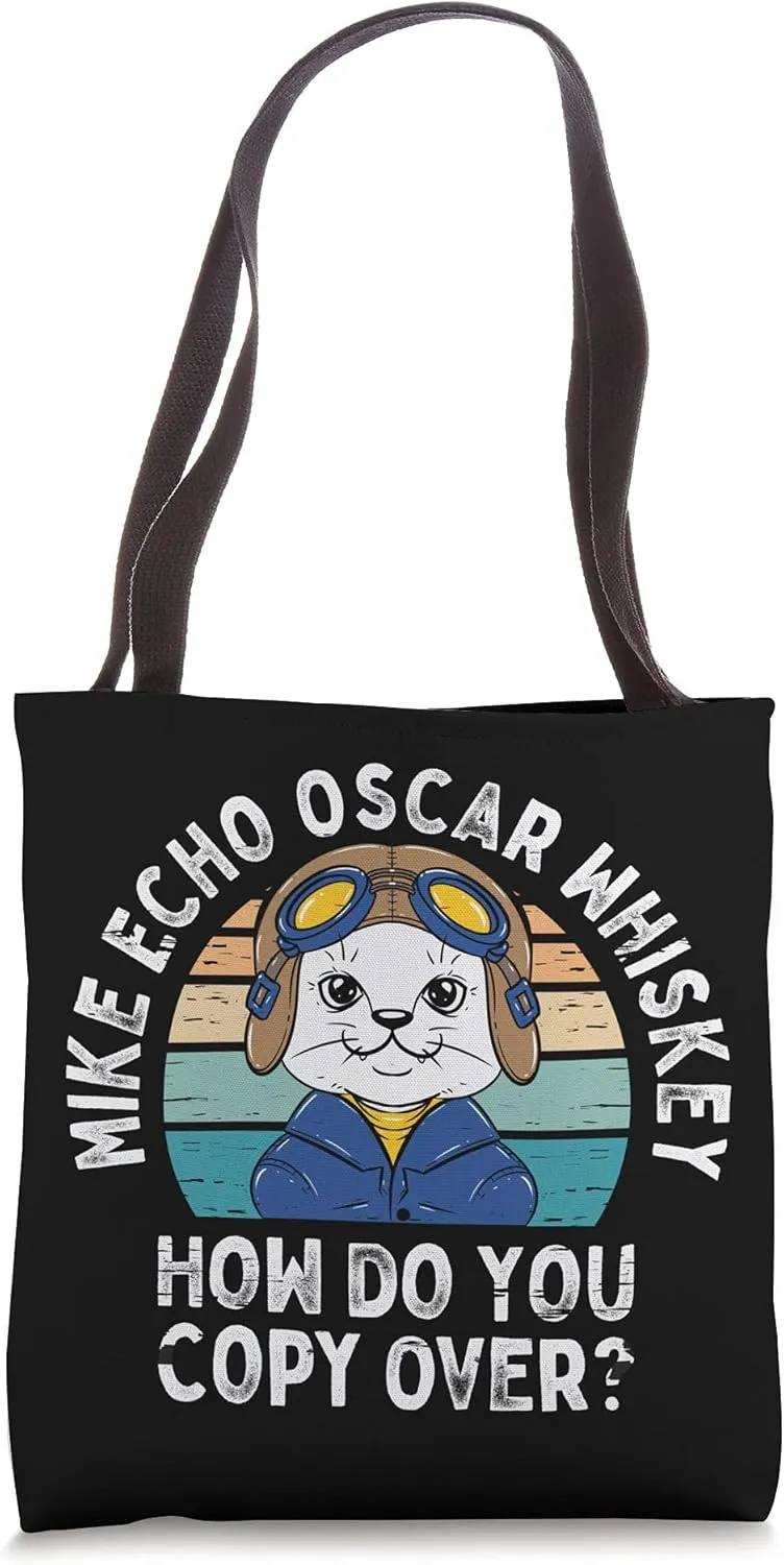 Mike Echo Oscar Whisky How Do You Copy Pilot Kitty Vintage Tote Bag