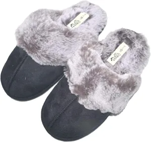Millffy Women's Comfy Faux Fur Lining Clog Scuff House Shoes Memory Foam Slip on Anti-Skid Sole