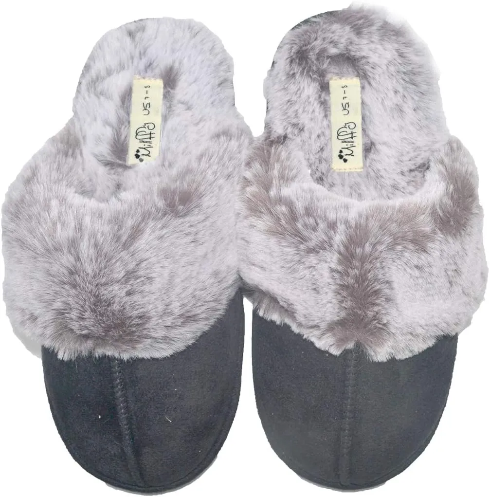 Millffy Women's Comfy Faux Fur Lining Clog Scuff House Shoes Memory Foam Slip on Anti-Skid Sole