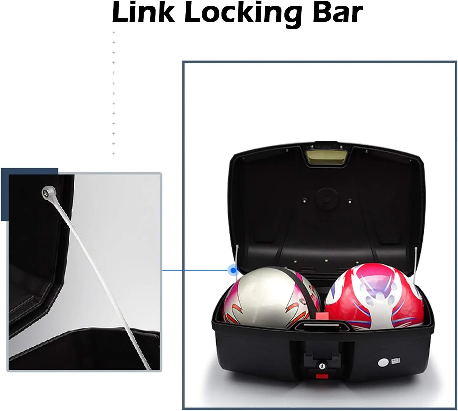 Mingting Universal Motorcycle Rear Top Box Tail Trunk Luggage Case,47 Litre Hard Case with Mounting Hardware, Black