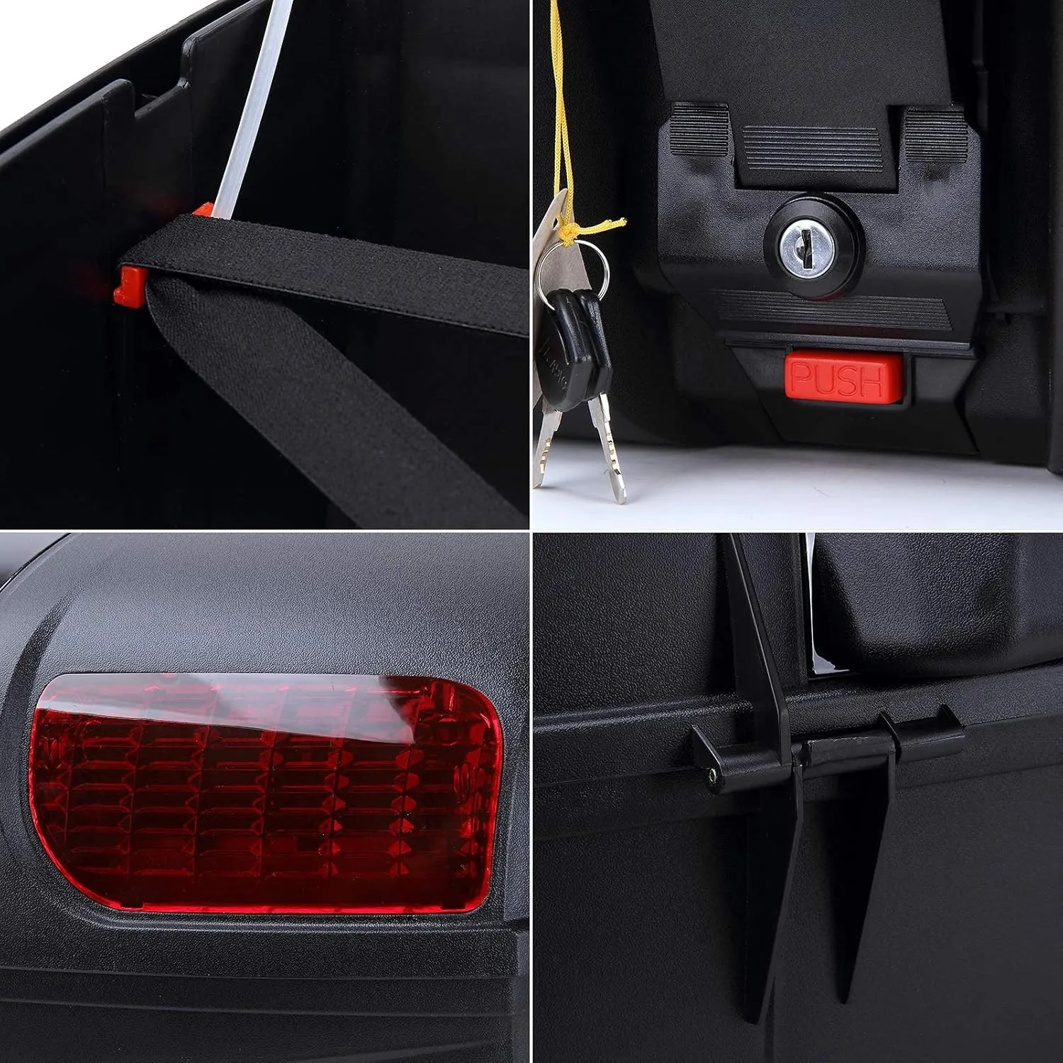 Mingting Universal Motorcycle Rear Top Box Tail Trunk Luggage Case,47 Litre Hard Case with Mounting Hardware, Black