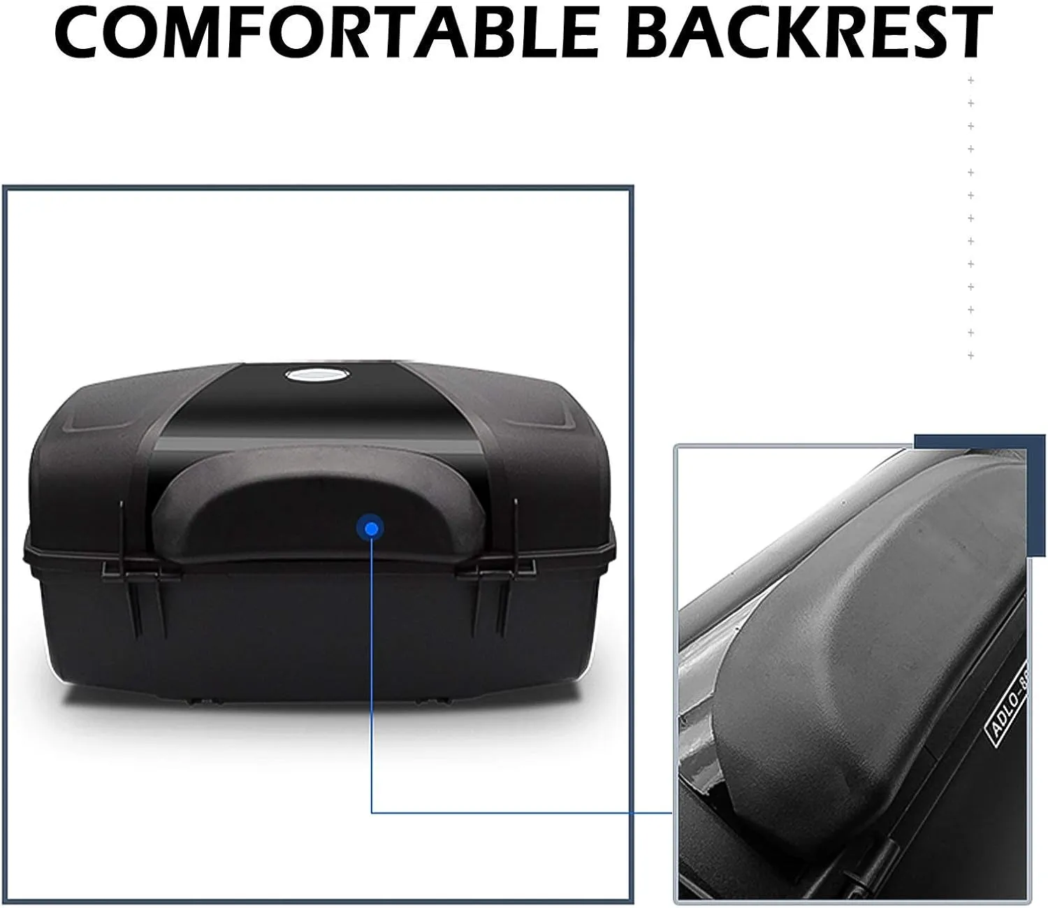 Mingting Universal Motorcycle Rear Top Box Tail Trunk Luggage Storage Case,47 Litre Hard Case with Mounting Hardware,with LED Light,Black