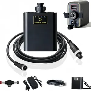 Mini 14.8V 10000mAh Motorized Reel Battery,Aluminum Alloy Rustproof,with 4.92FT 2 Pin Plug Cord Compatible with Daiwa,Shimano & 14.8V Reels