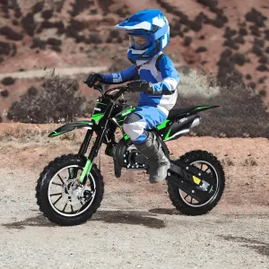 Mini Kid Dirt Bike, 49CC 2-Stroke Gas Powered Motorcycle, Pocket Motorbike with 10-inch Off-Road Tires, Front & Rear Disc Brakes, Shock Absorption, Max Load 330 LBS, Up to 25 MPH, Easy Pull Start G
