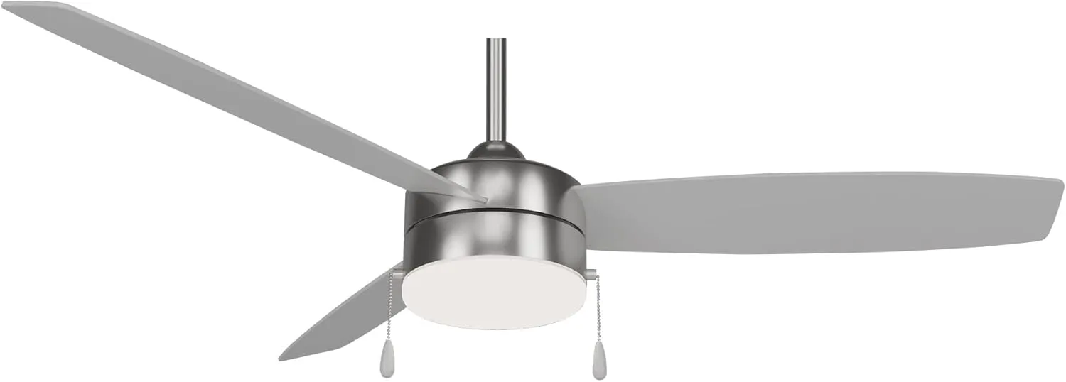 Minka-Aire F670L-BN/SL Airetor III 54" Ceiling Fan with LED Light and Pull Chain in Brushed Nickel Finish