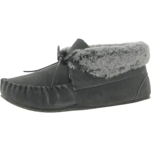 Minnetonka Womens Cabin Suede Faux Fur Bootie Slippers