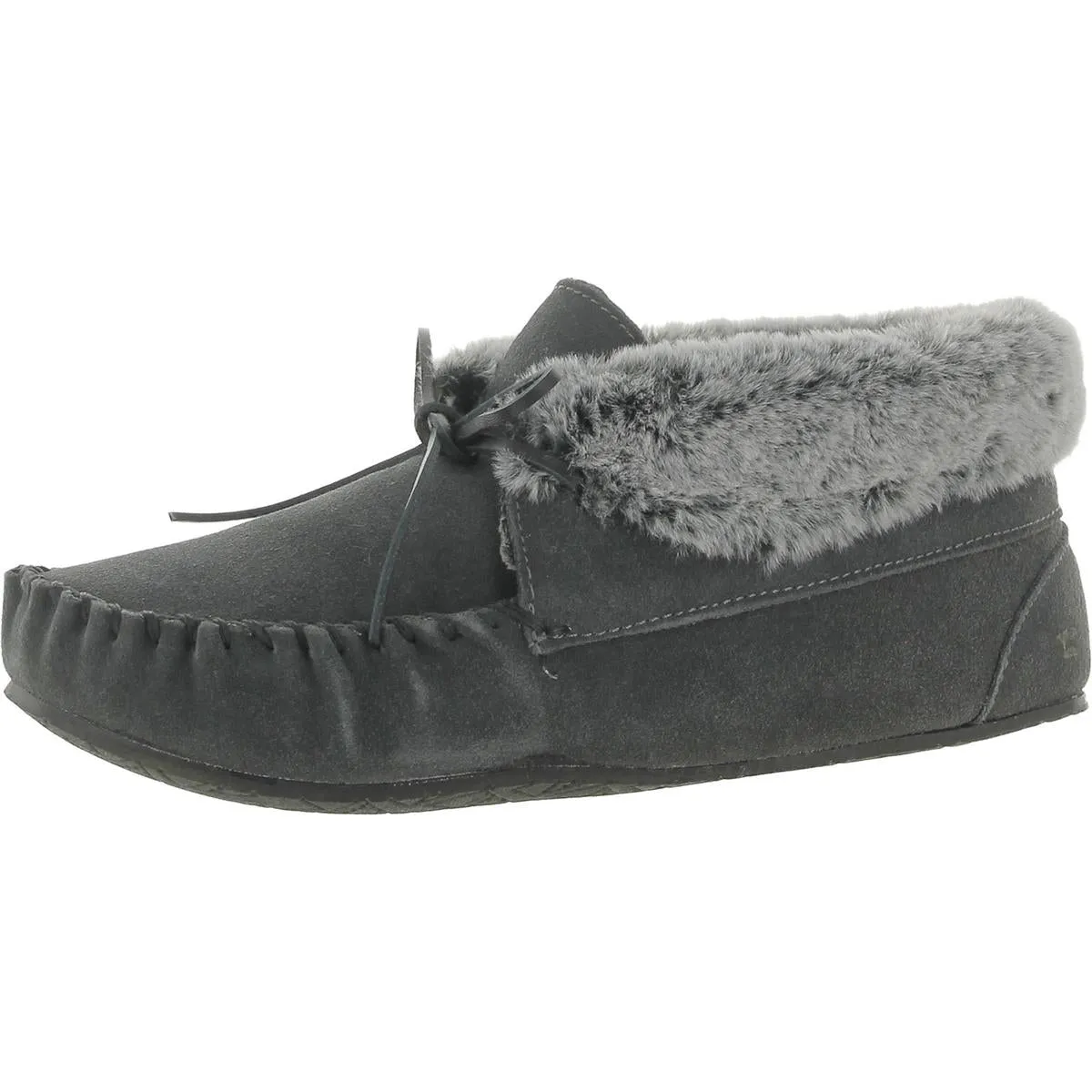Minnetonka Womens Cabin Suede Faux Fur Bootie Slippers