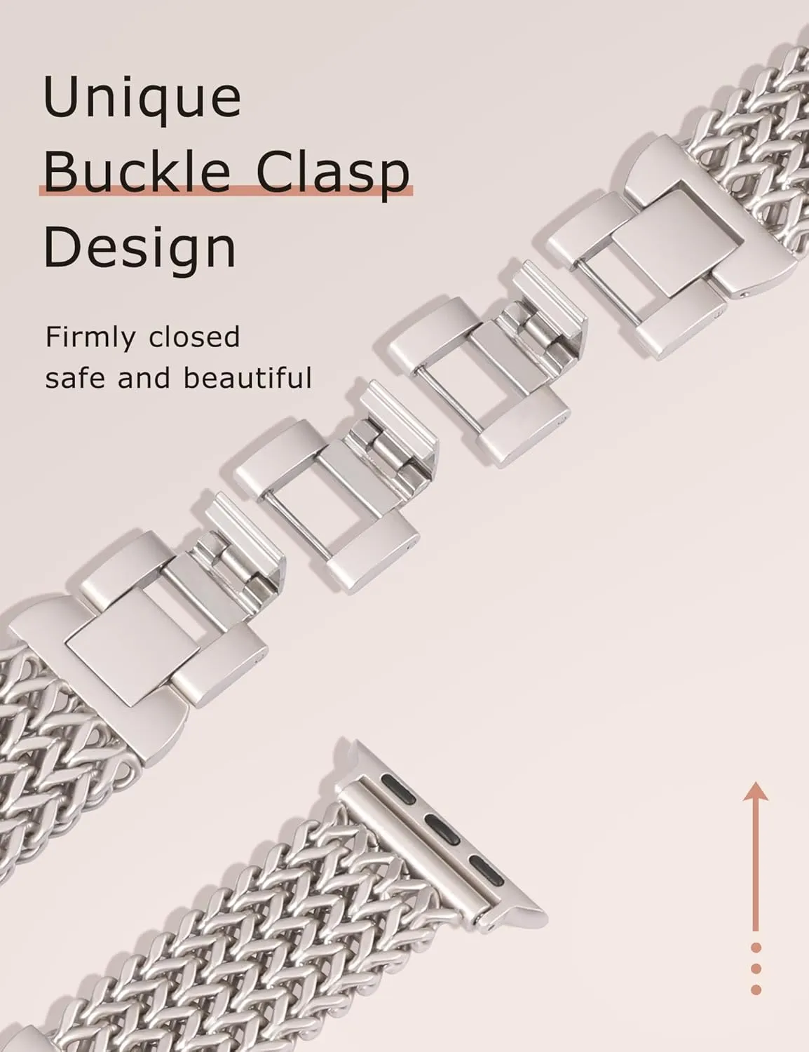 Minyee Compatible with Apple Watch Band 41/40/38/44/45/46/49/42mm Women, Dressy Stainless Steel Metal Chain Strap Designer Starlight Link Bracelet Wristband for iWatch Series 10 9 8 7 6 5 4 Ultra SE
