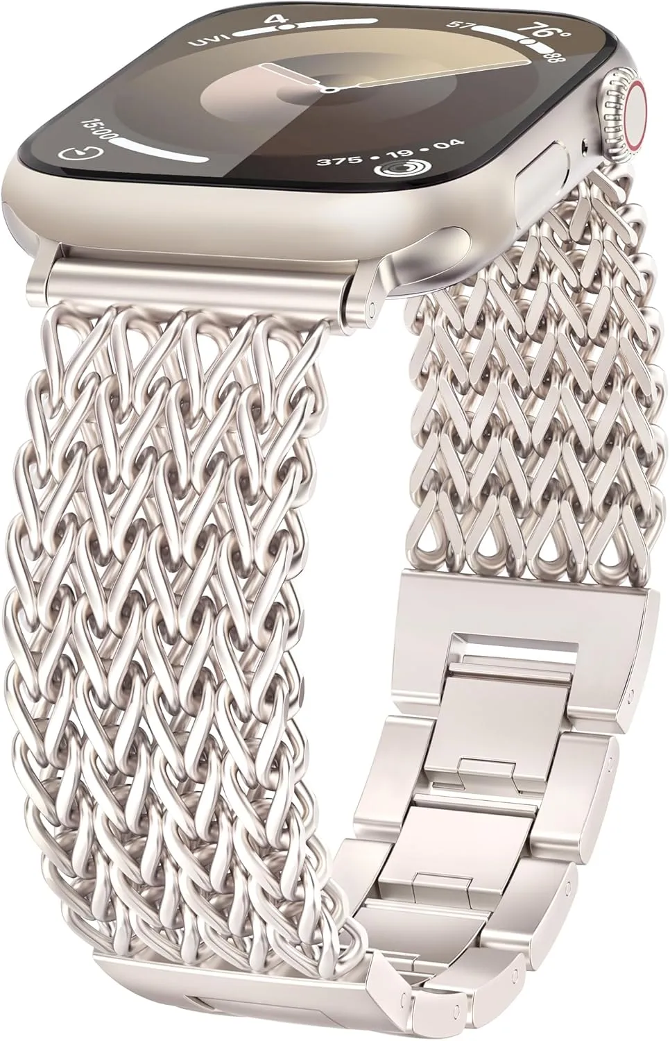 Minyee Compatible with Apple Watch Band 41/40/38/44/45/46/49/42mm Women, Dressy Stainless Steel Metal Chain Strap Designer Starlight Link Bracelet Wristband for iWatch Series 10 9 8 7 6 5 4 Ultra SE