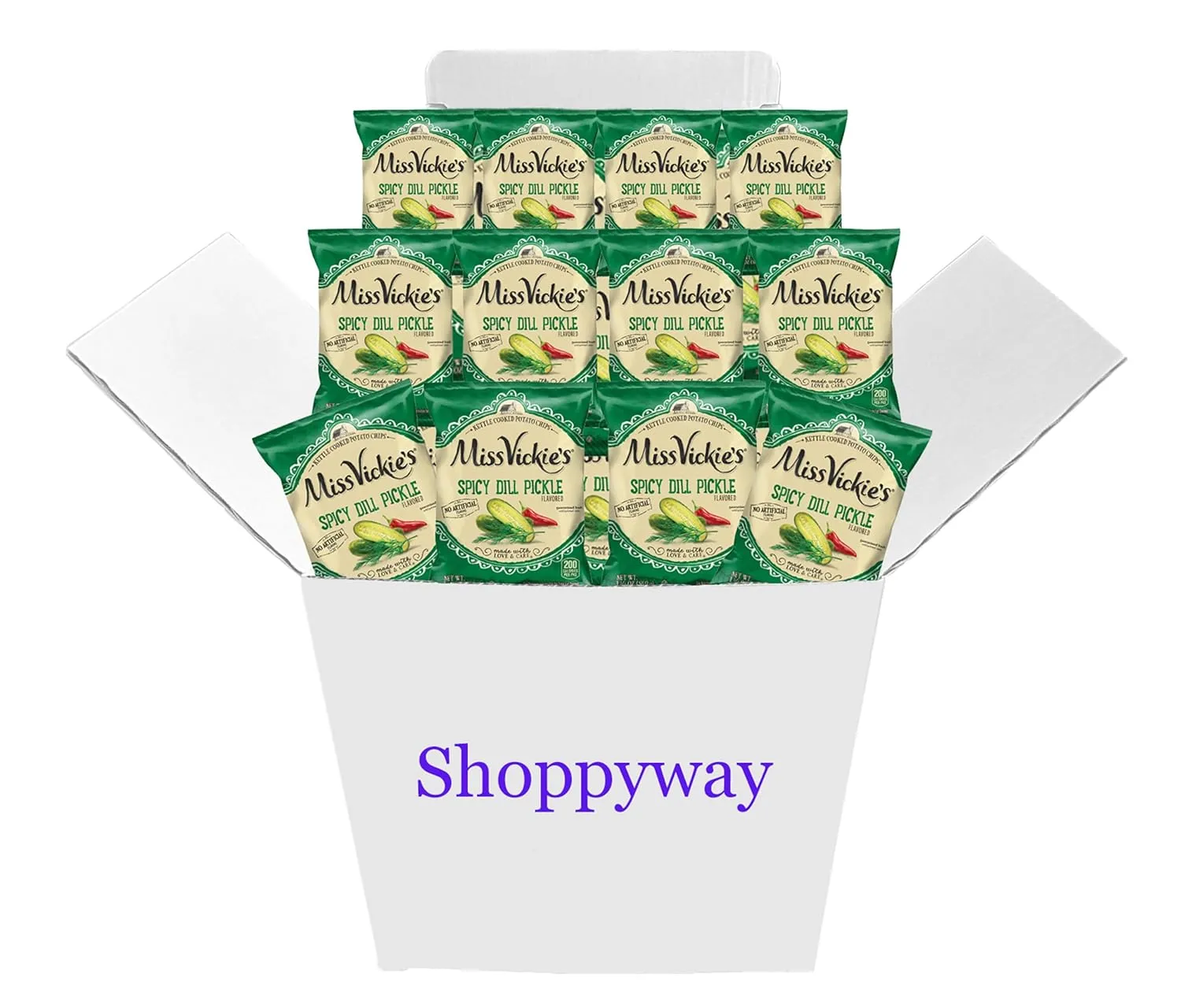 Miss Vickie's Spicy Dill Pickle Potato Chips, 1.375 oz Bags, (Pack of 12) Bundled by Shoppyway
