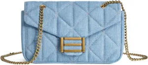 Missnine Evening Denim Purse Quilted Small Crossbody Bag for Women, Trendy Jean Shoulder Handbag with Chain Strap