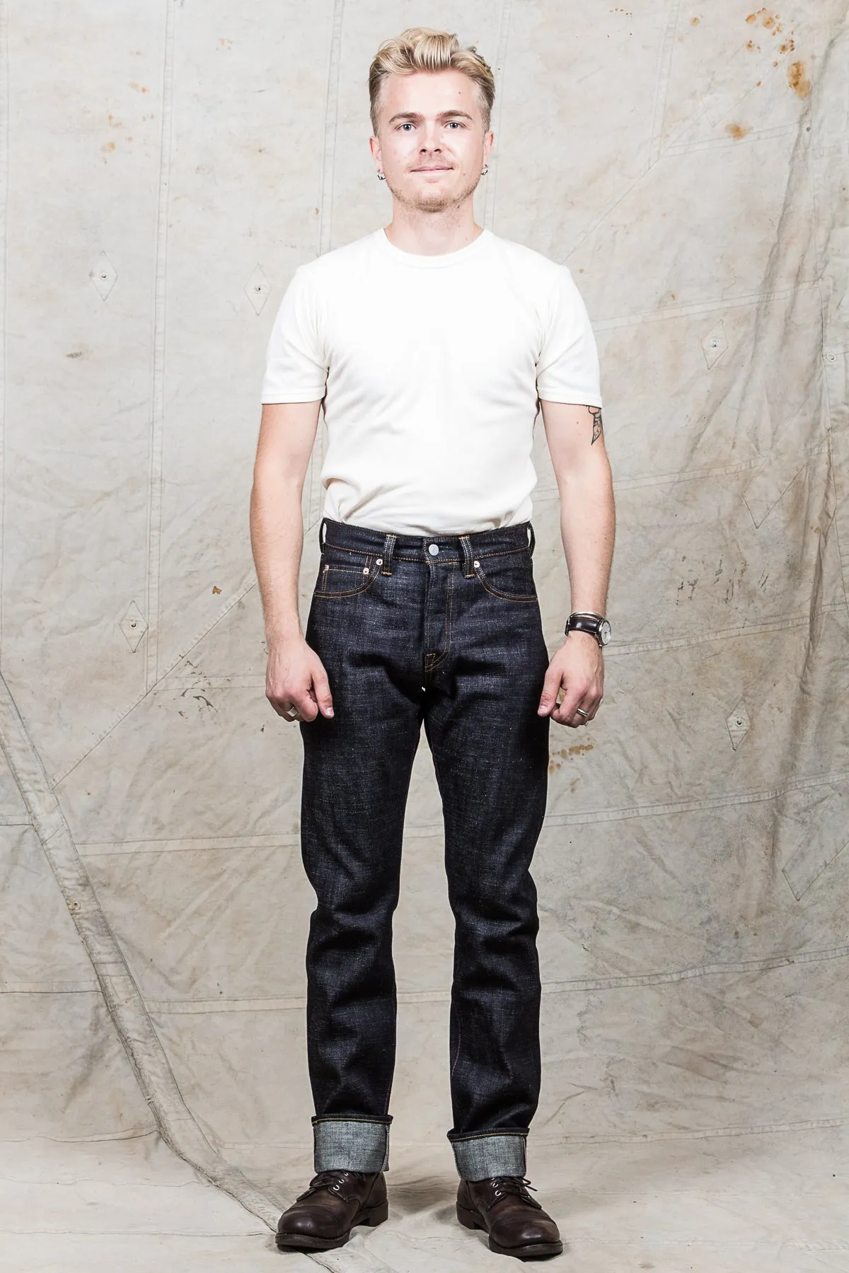 Momotaro Jeans Lot 0605-82 Natural Tapered 16oz Texture Denim