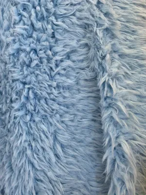 Mongolian Short Pile Soft Faux Fur Fabric Light Blue