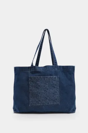 Monogram Denim Tote Bag