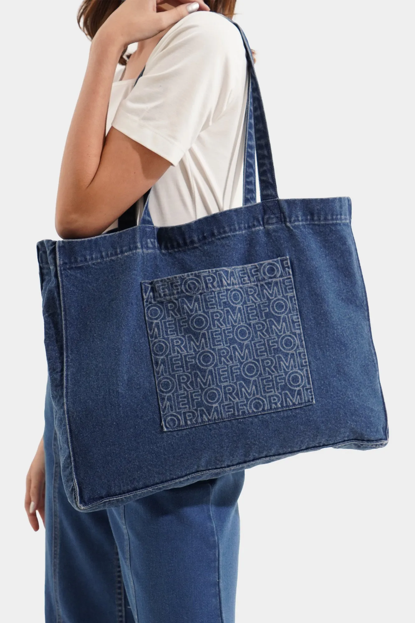 Monogram Denim Tote Bag
