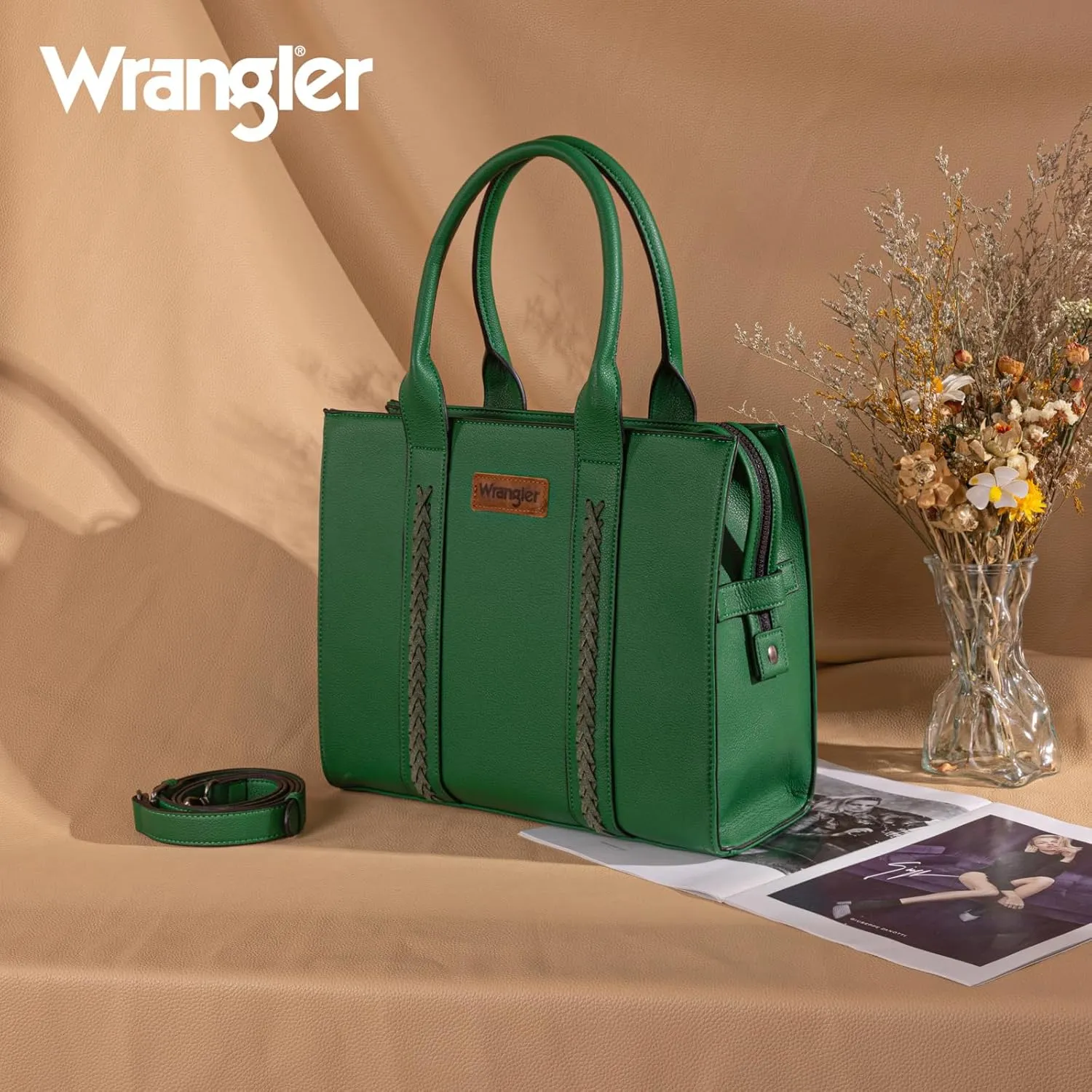 Montana West × Wrangler Purse for Women Large Work Tote Bags with Strap Vintage Top-Handle Handbags