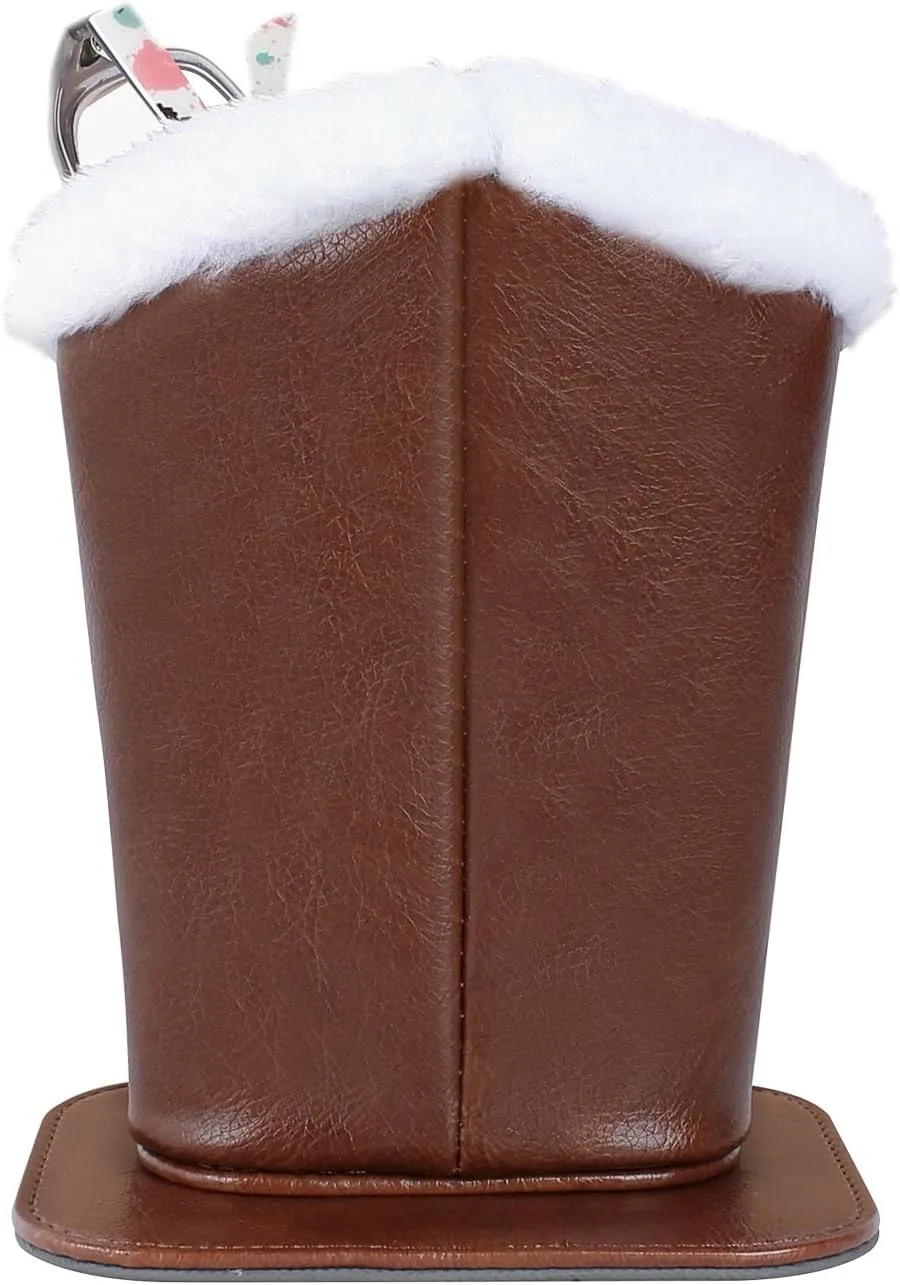 MOSISO Eyeglasses Holder, Plush Lined PU Leather Stand Case with Magnetic Base