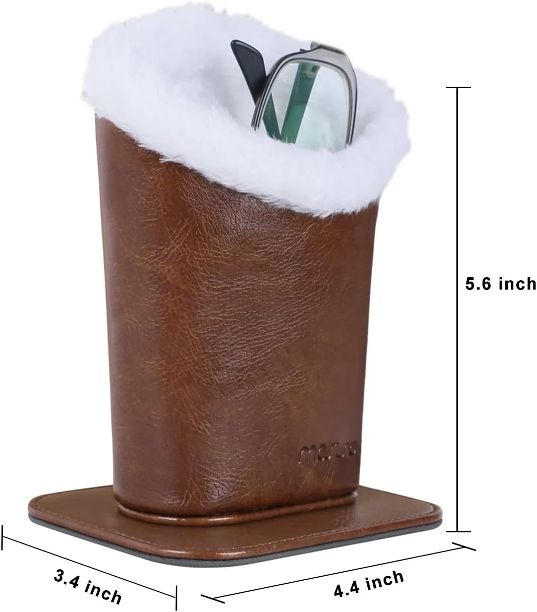 MOSISO Eyeglasses Holder, Plush Lined PU Leather Stand Case with Magnetic Base