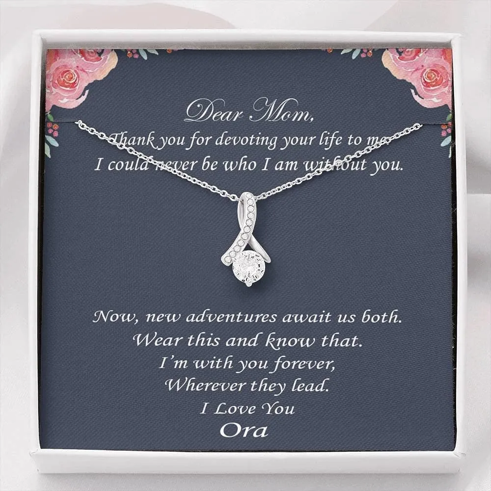 Mother Day Necklaces from Daughter/Son with First Name Ora - Dear Mom, Thank You for Devoting Your Life to Me ​- Necklace with Message for Mom