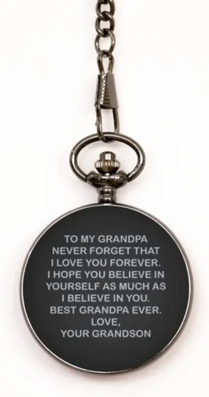 Mother's Day Thoughtful Gifts for Grandpa, Unique Pocket Watch from Grandson, Best Grandpa Ever Keepsake, Special Birthday Unique Gifts for Men