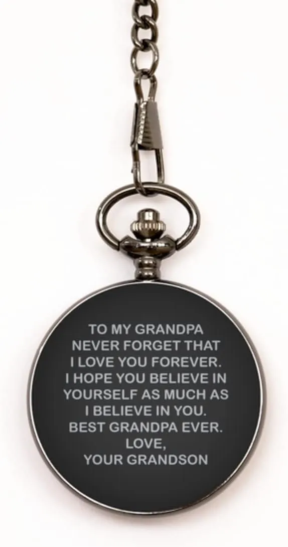 Mother's Day Thoughtful Gifts for Grandpa, Unique Pocket Watch from Grandson, Best Grandpa Ever Keepsake, Special Birthday Unique Gifts for Men