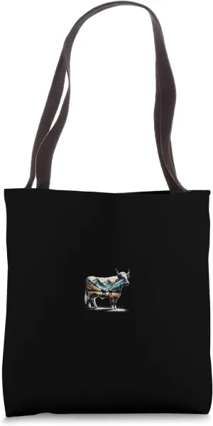 Mountainous Cow Pasture With Cattle Herd Montana Tote Bag