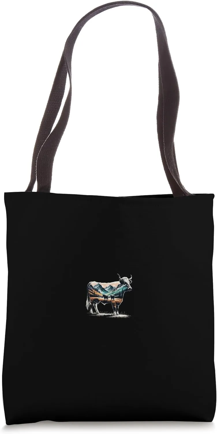 Mountainous Cow Pasture With Cattle Herd Montana Tote Bag