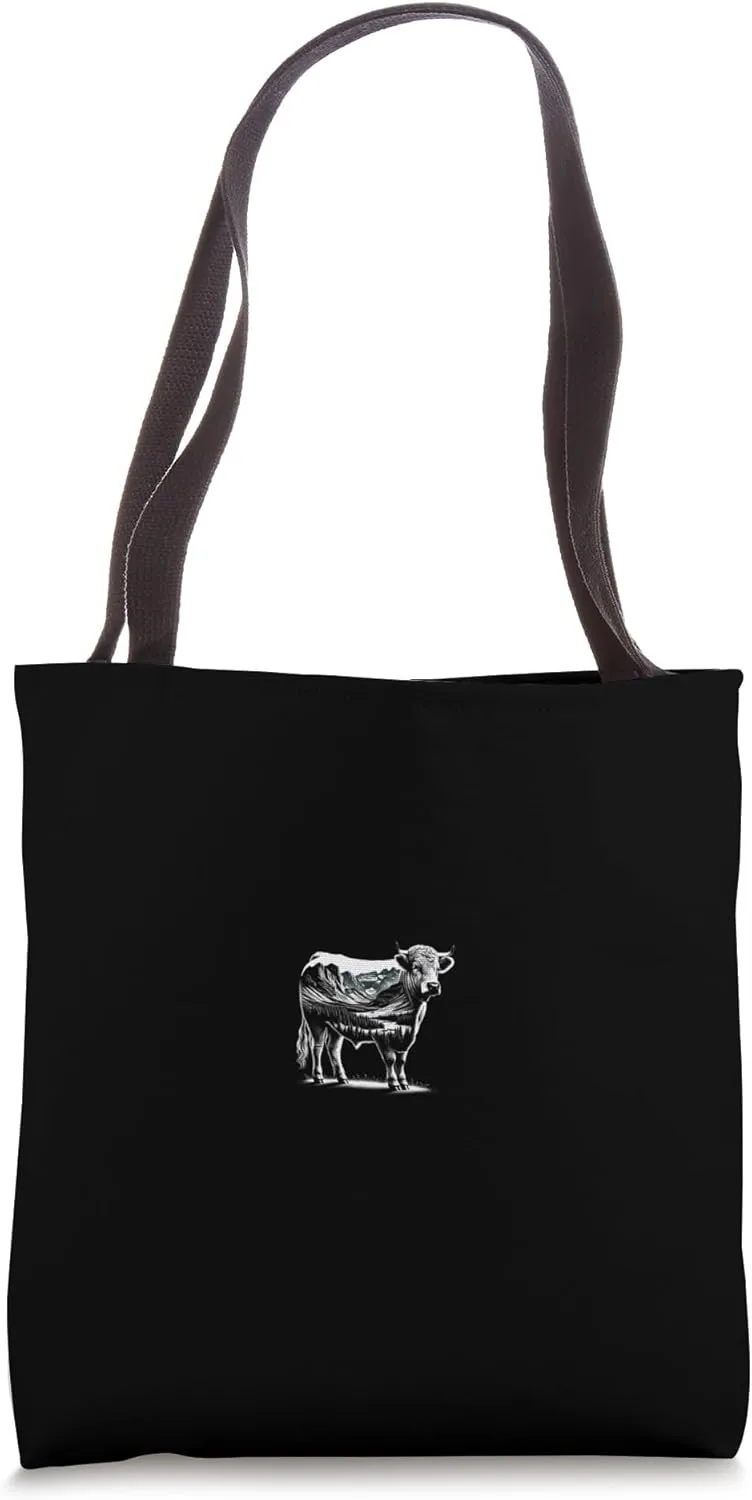 Mountainous Cow Pasture With Cattle Herd Montana Tote Bag