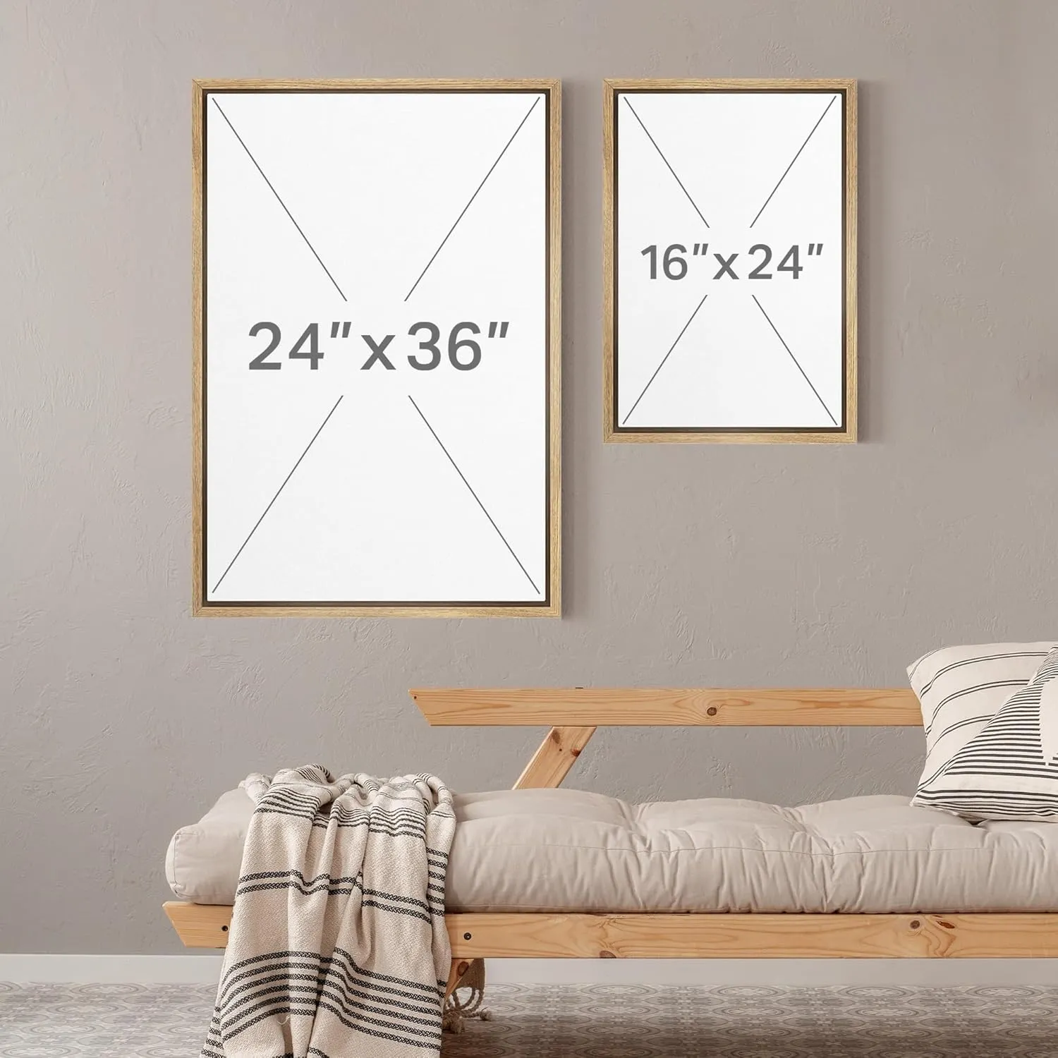 MUDECOR Framed Canvas Print Wall Art Alpine Meadow and Mountain Range Rustic Cabin Nature Nature Wilderness Illustrations Realism Decorative for Living Room, Bedroom, Office - 16"x24"x2 Natural